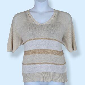 Alchemia Tricot Italian Metallic Stripe Knit Sweater